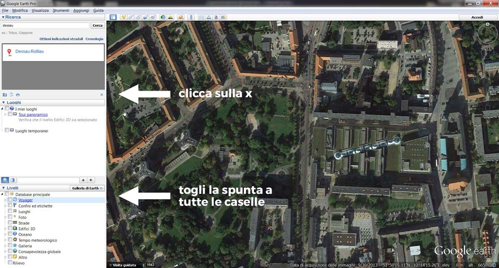 L'interfaccia di Google Earth Pro.