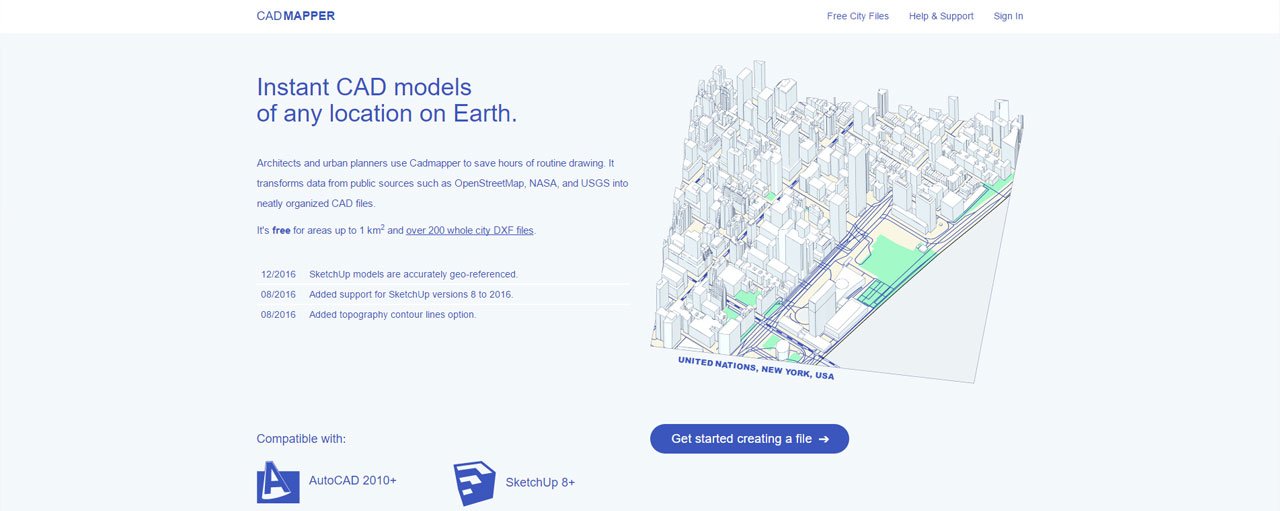 CADMapper fornisce modelli CAD 3D e 2D gratuiti di qualsiasi località del pianeta.